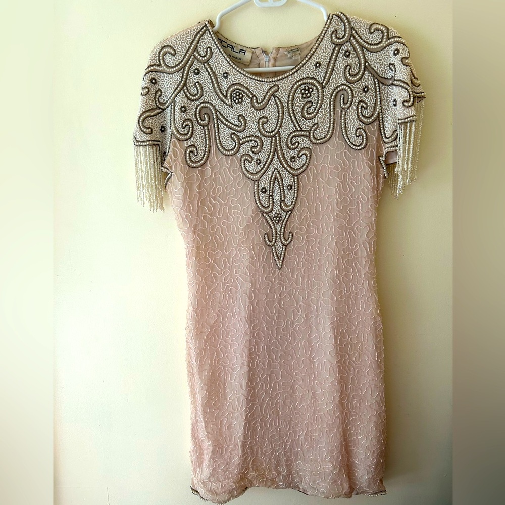 Scala Pearl-Embellished Vintage Dress